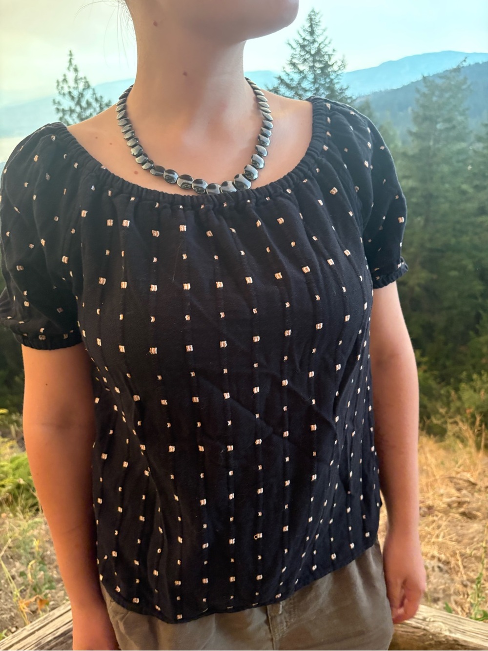 Black Cotton Blouse Ladies Off Shoulder Shirt